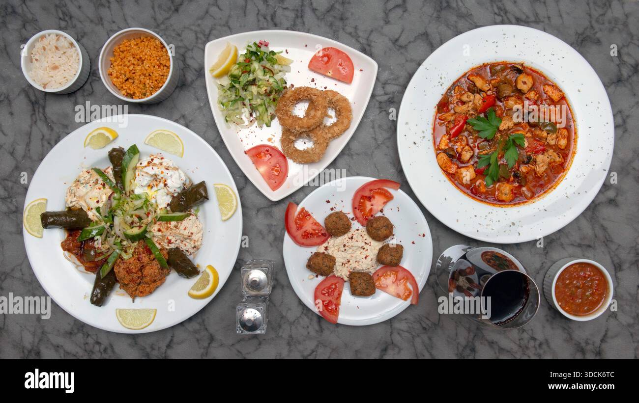 Food. Selection of Middle Eastern foods Stock Photo