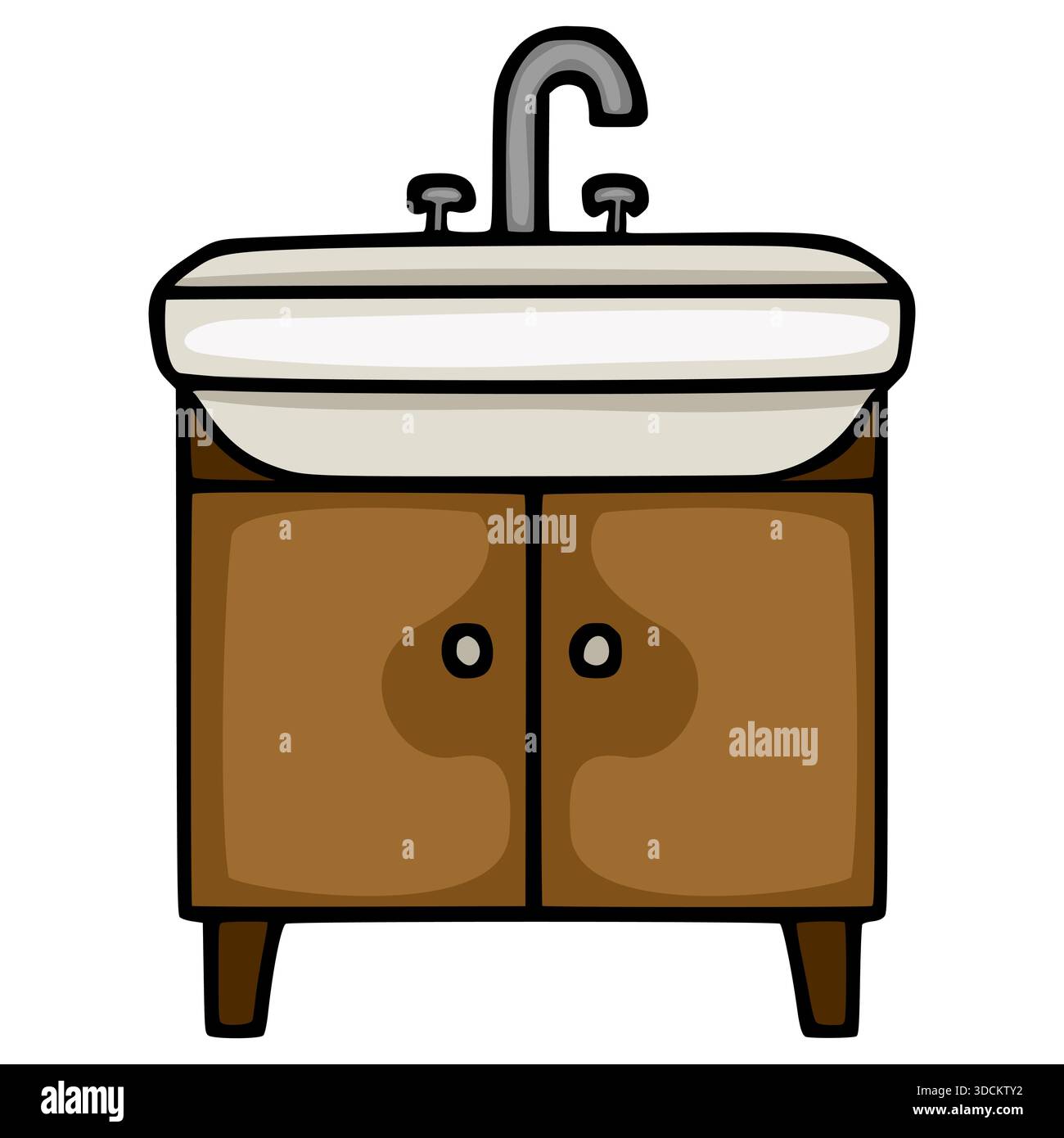 Simple cartoon vector illustration of a wooden bathroom vanity with a white  sink and chrome faucet Stock Vector Image \u0026 Art - Alamy, image size:1300x1390