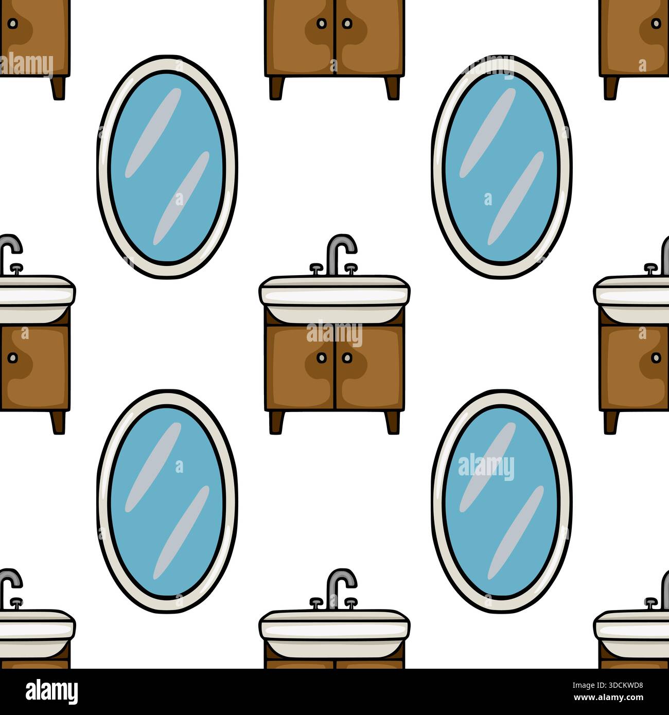 Vanity Pattern Vector A charming vector pattern featuring stylized bathroom vanities with ...