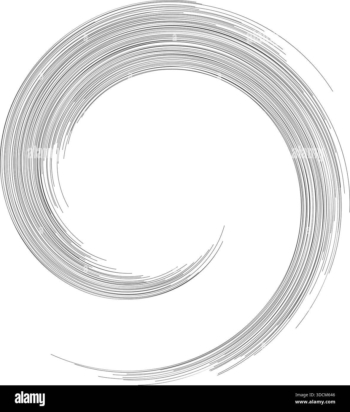 Irregular long rays form a vortex within and outside a half-circle shape. Stock Vector