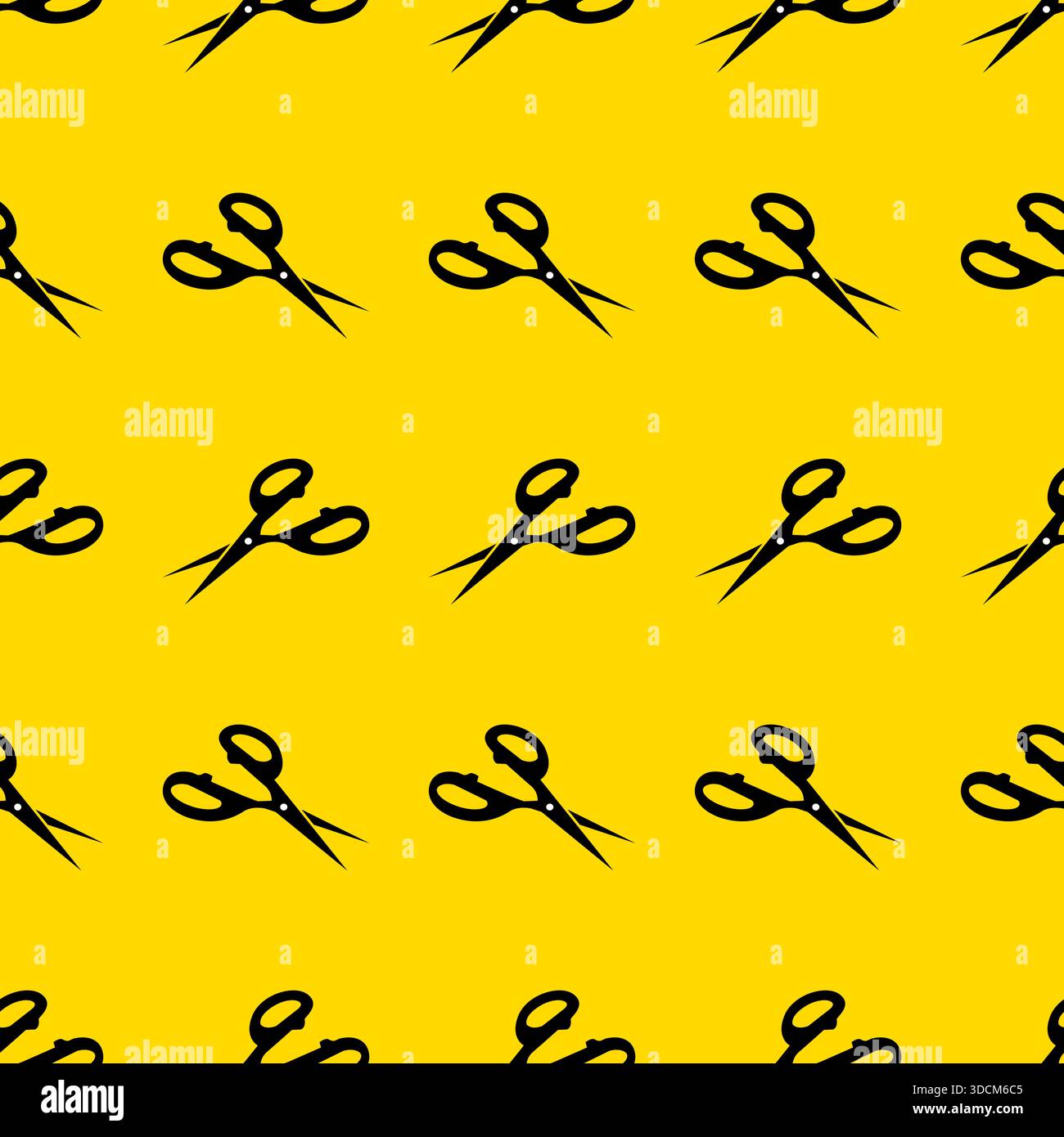 scissors seamless pattern with yellow background design vector Stock Vector