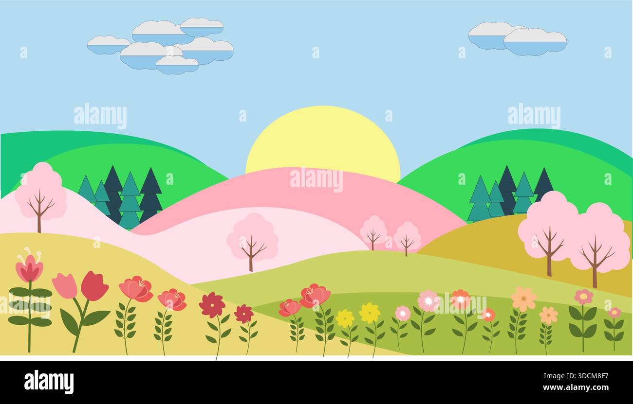 Peaceful spring panorama Stock Vector Images - Alamy