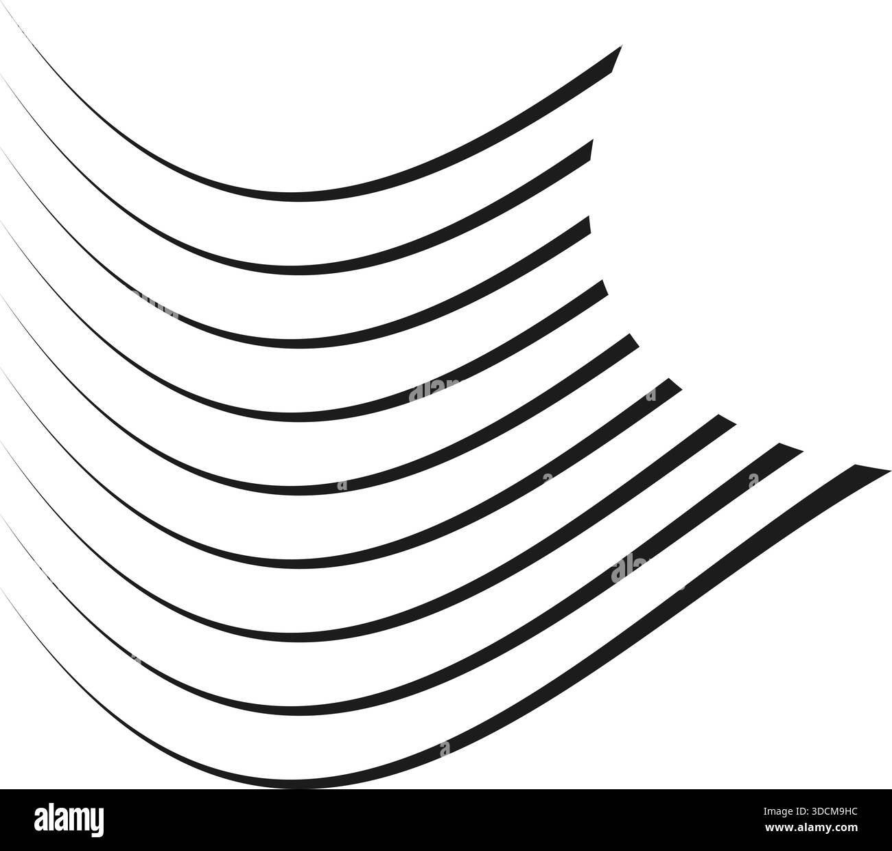 Curved parallel lines arranged irregularly, creating a free-form flowing structure. Stock Vector