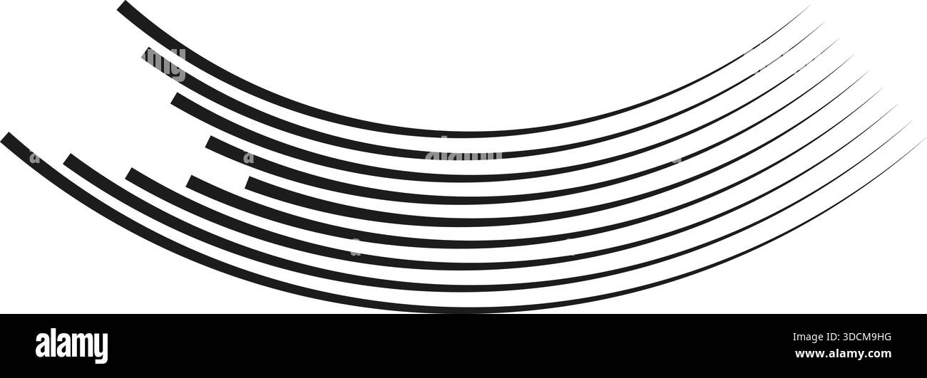 Curved lines arranged irregularly with uneven ends creating dynamic visual motion. Stock Vector