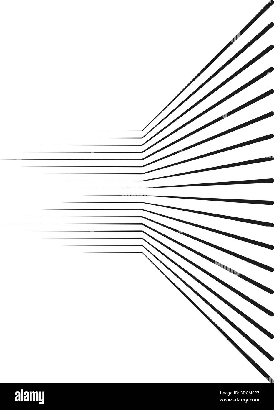 Parallel lines ending with triangular shapes and radiating lines for a ...