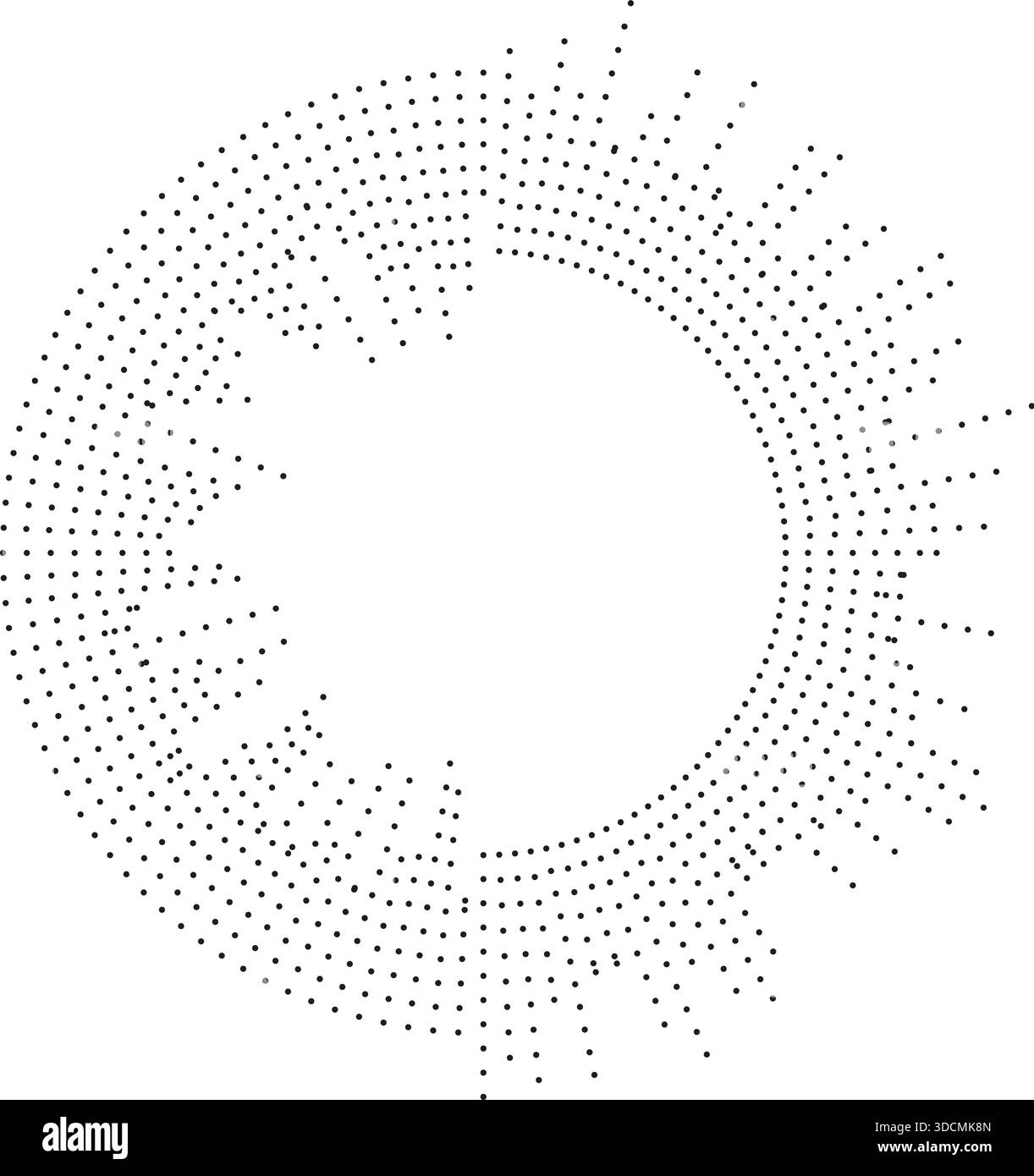 Circular texture with irregular dotted rays, half inside-outside ...