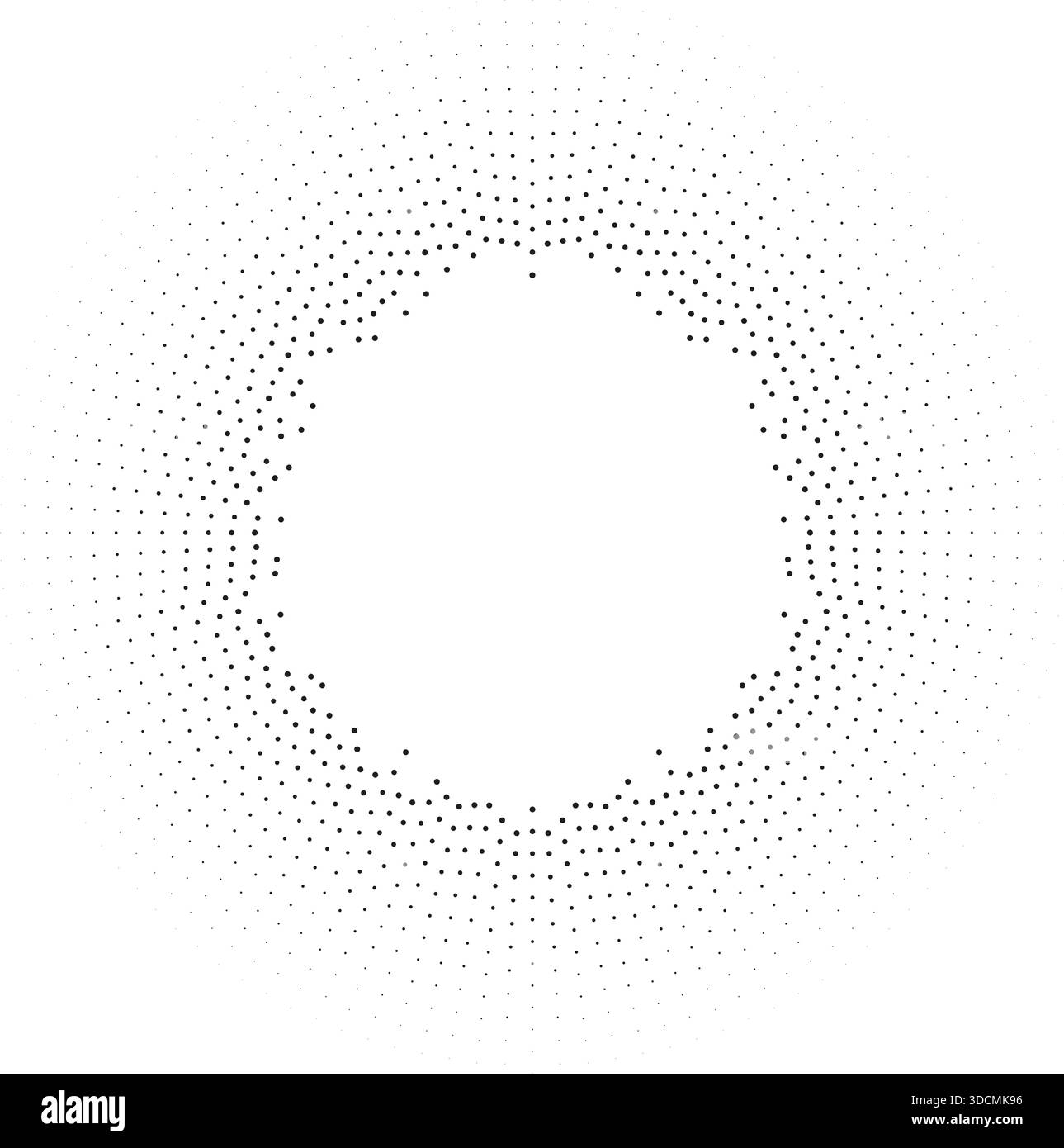 Circular texture featuring irregular dotted rays, tapering outwards from both ends, with a small center space. Stock Vector