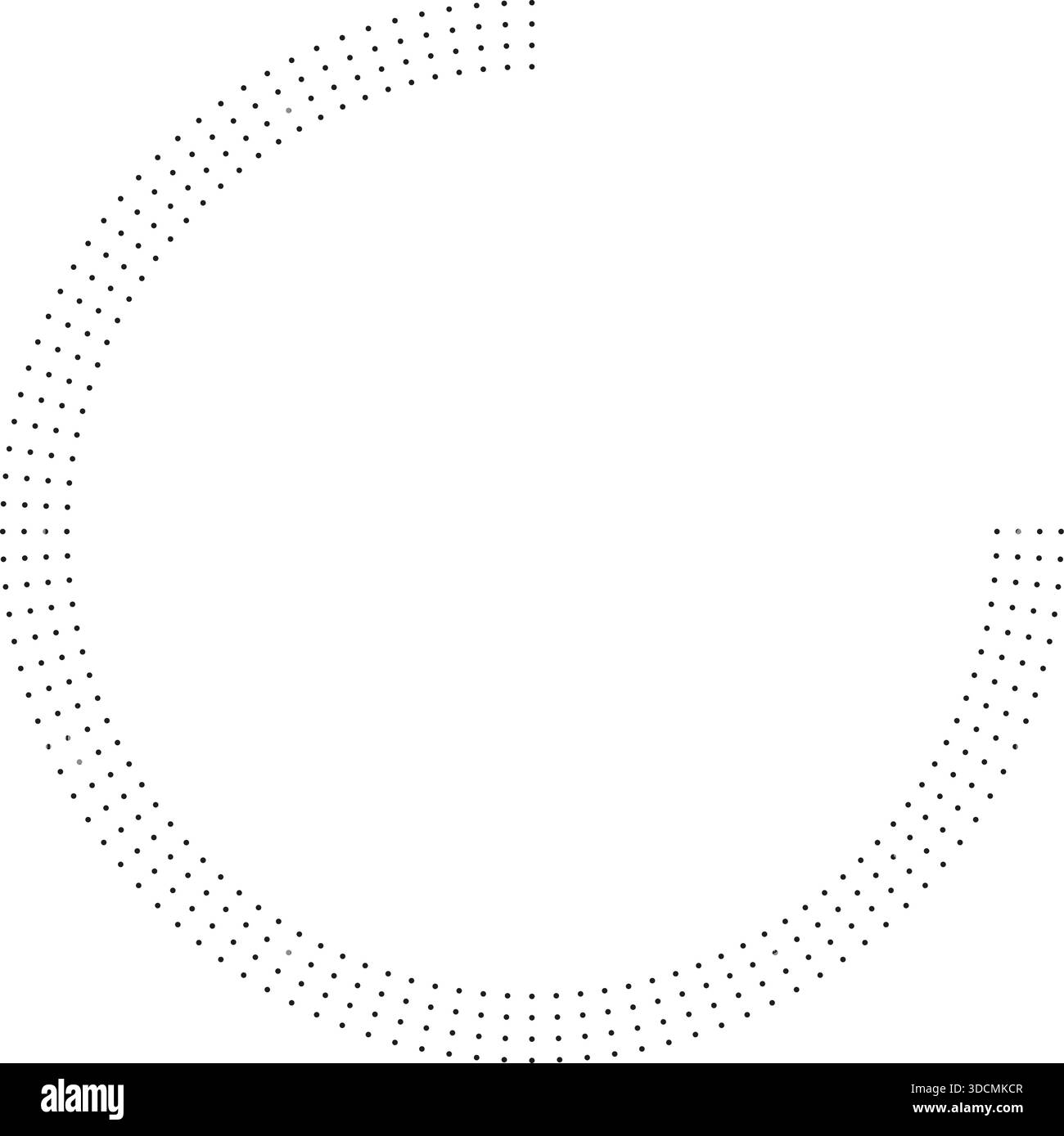 Circular texture with short dotted rays, one quarter missing, leaving space in the center. Stock Vector