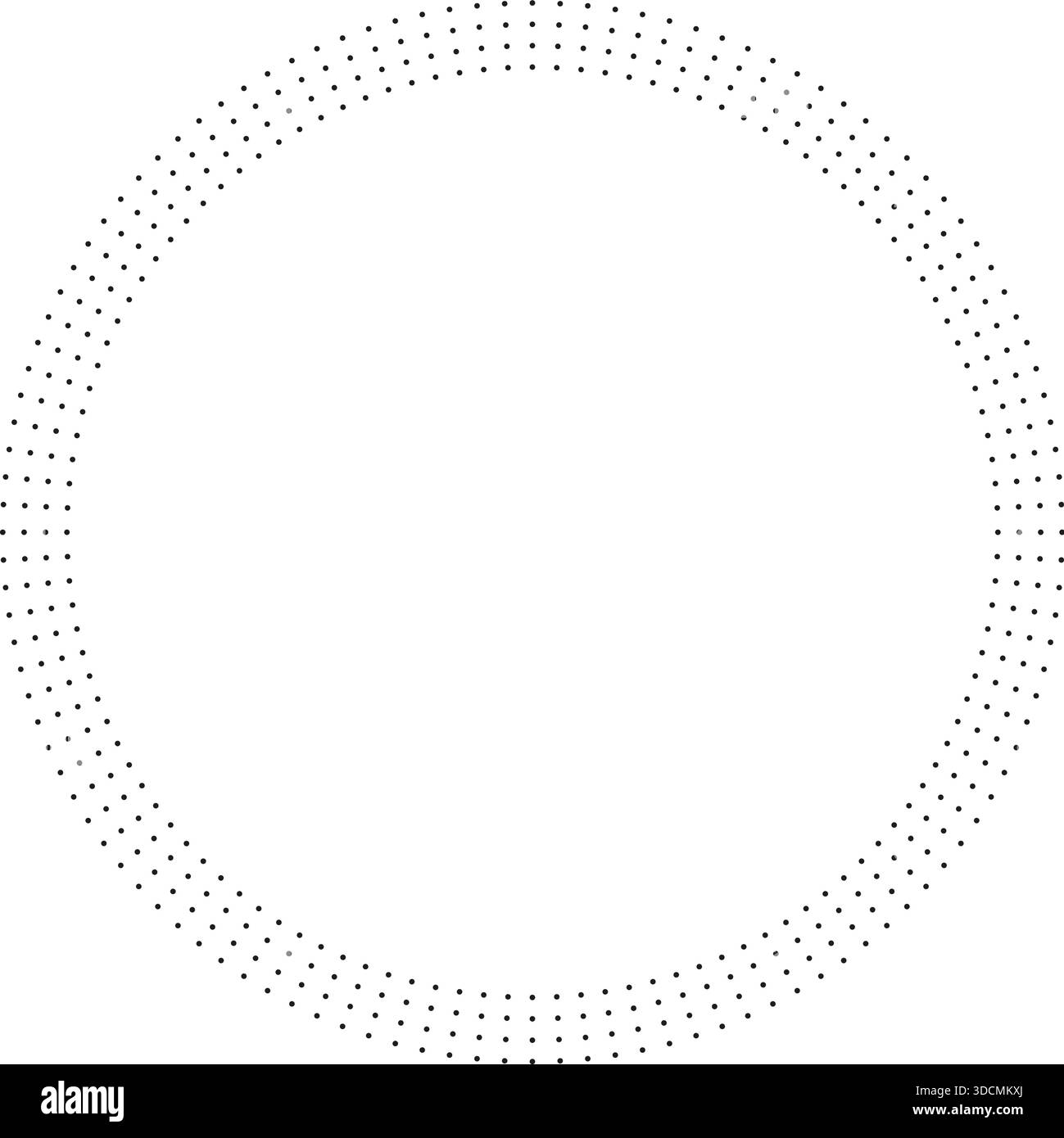 Circular texture with large empty center and dotted rays radiating outward, creating a bold abstract composition. Stock Vector