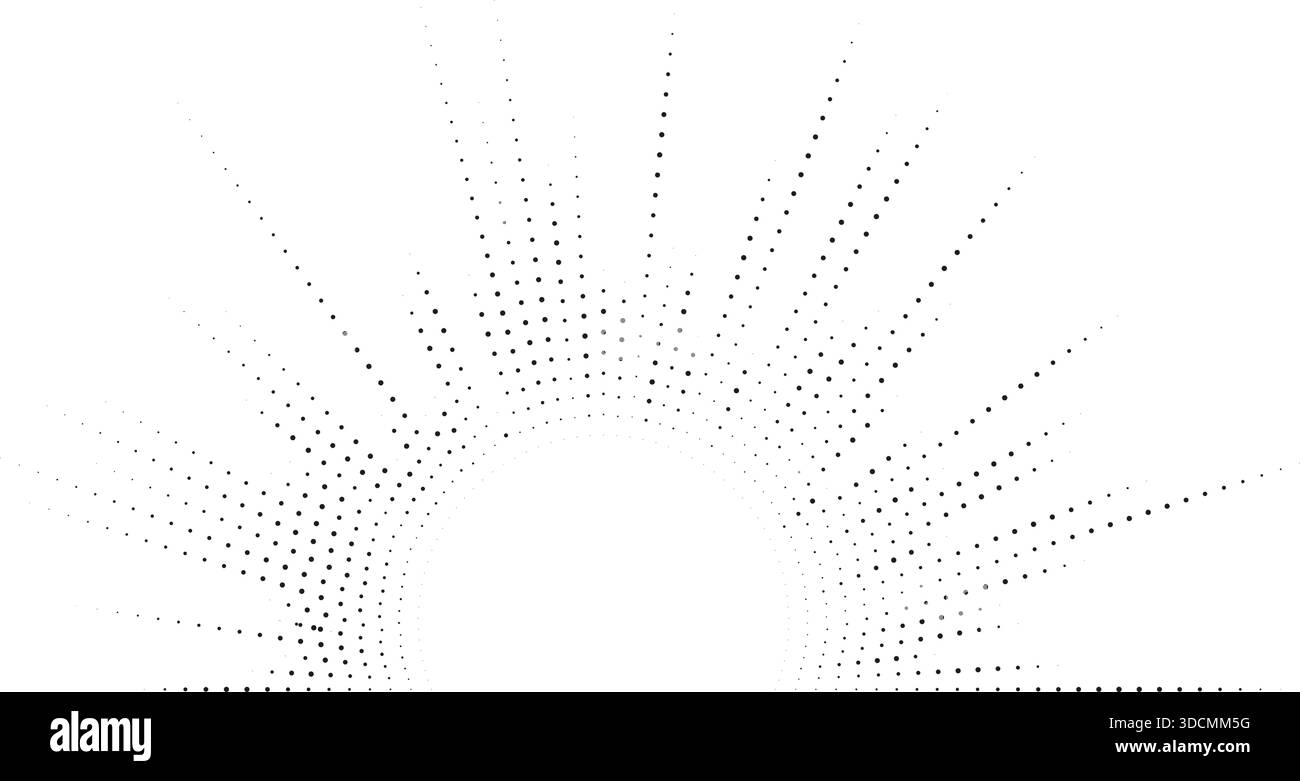 Dotted rays create an irregular radial pattern with a circular center. Stock Vector