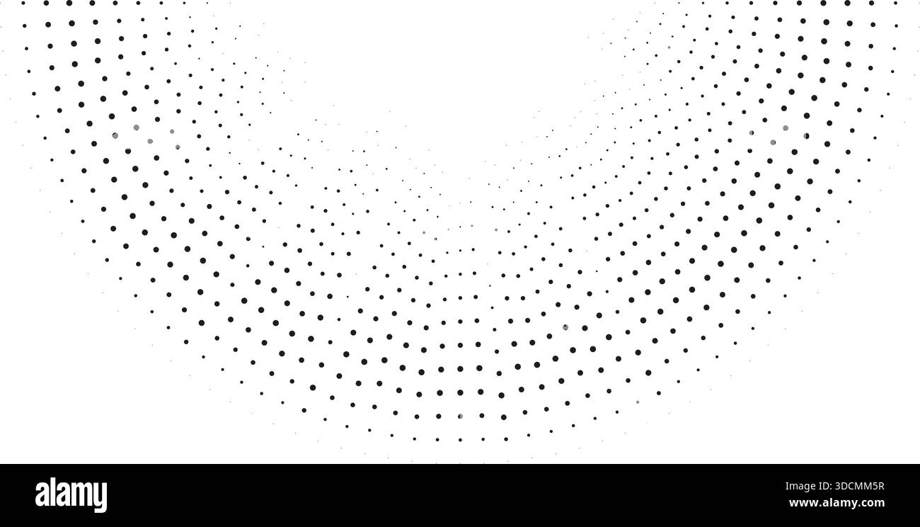 Irregular rays with varying thicknesses form a dotted semicircle. Stock Vector