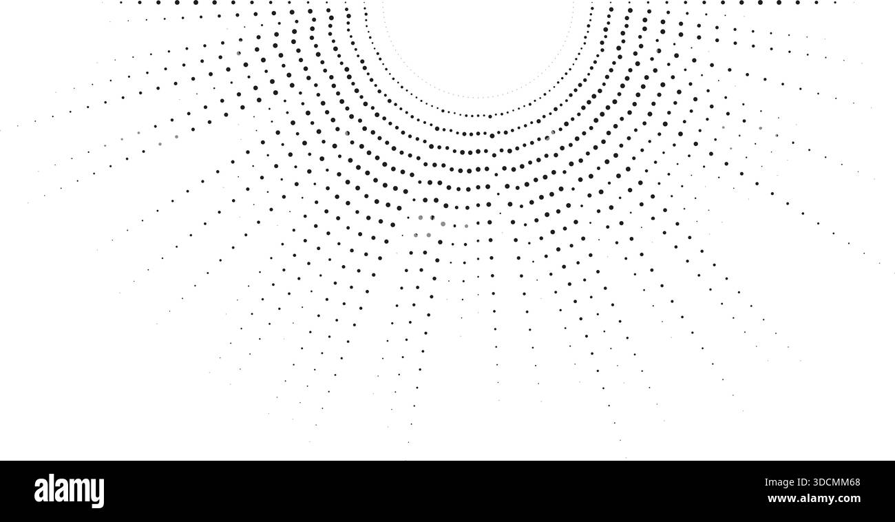 Dotted irregular rays form a large semicircular shape resembling a sun. Stock Vector