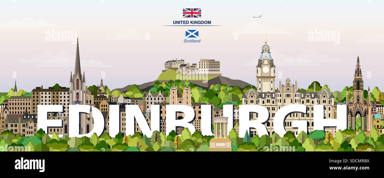 Edinburgh skyline panoramic Stock Vector Images - Alamy
