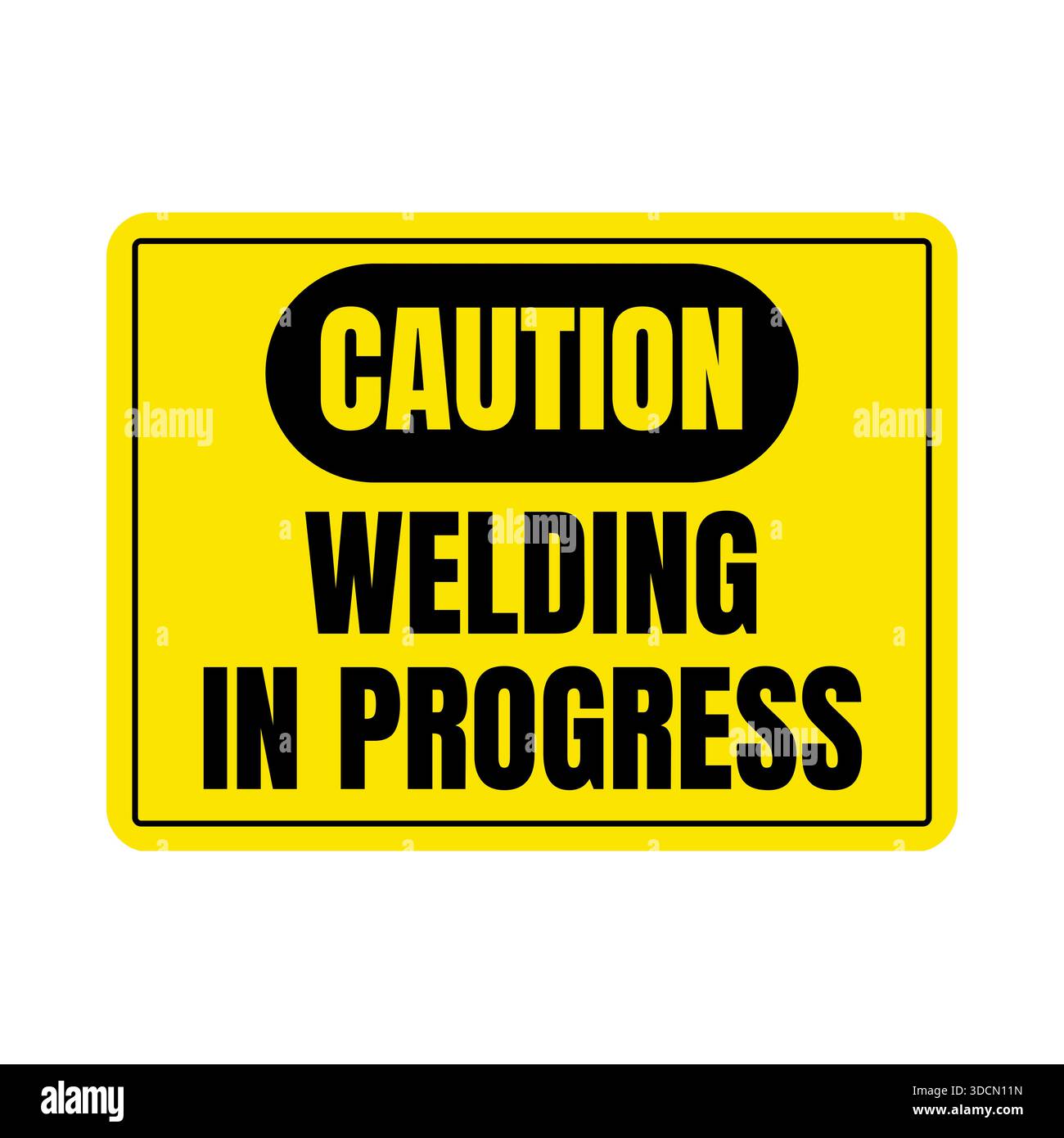 Caution welding in progress sign Stock Photo - Alamy