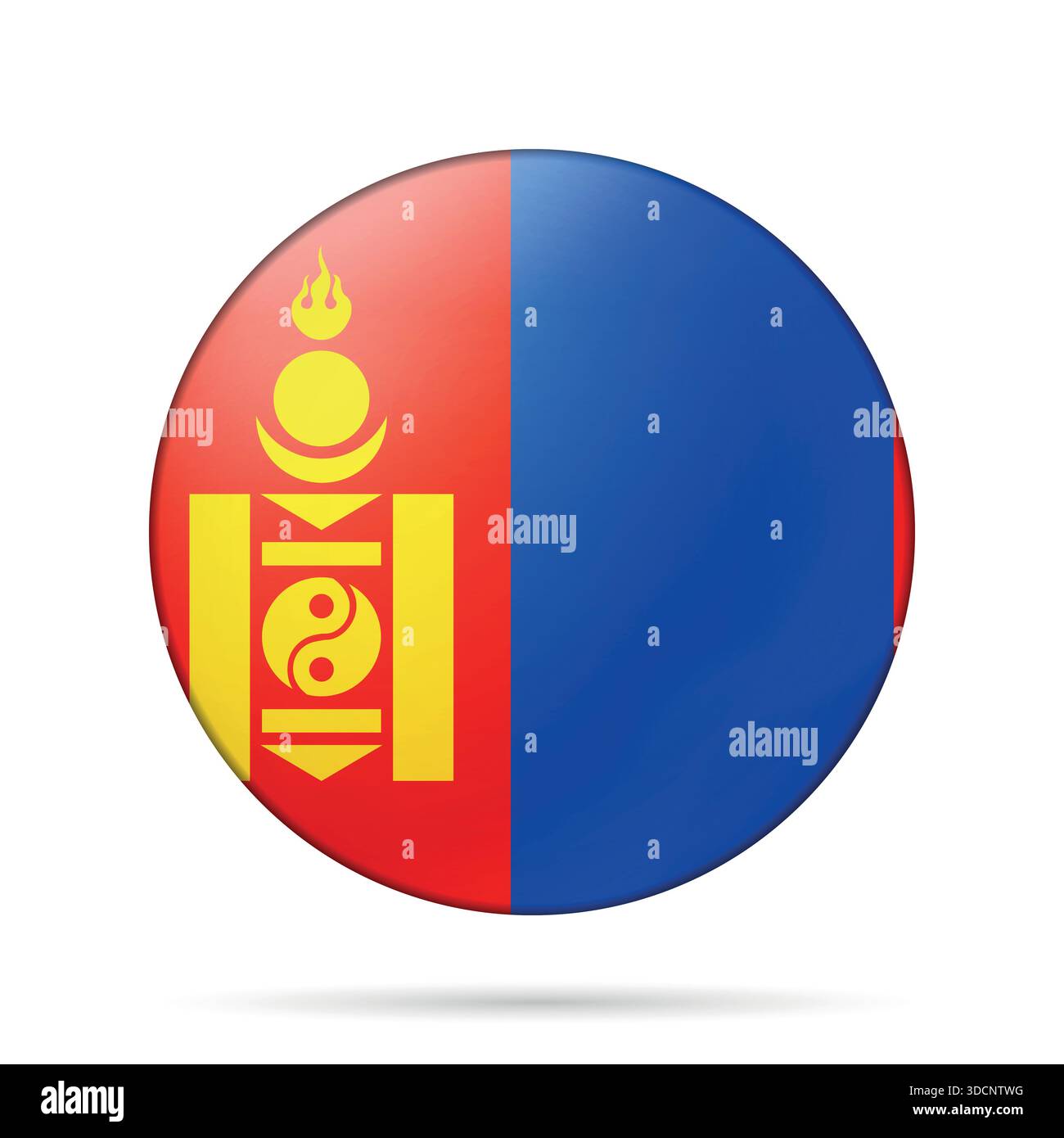 Glass light ball with flag of Mongolia. Round sphere, template icon. Mongolian national symbol. Glossy realistic ball, 3D abstract vector illustration Stock Vector