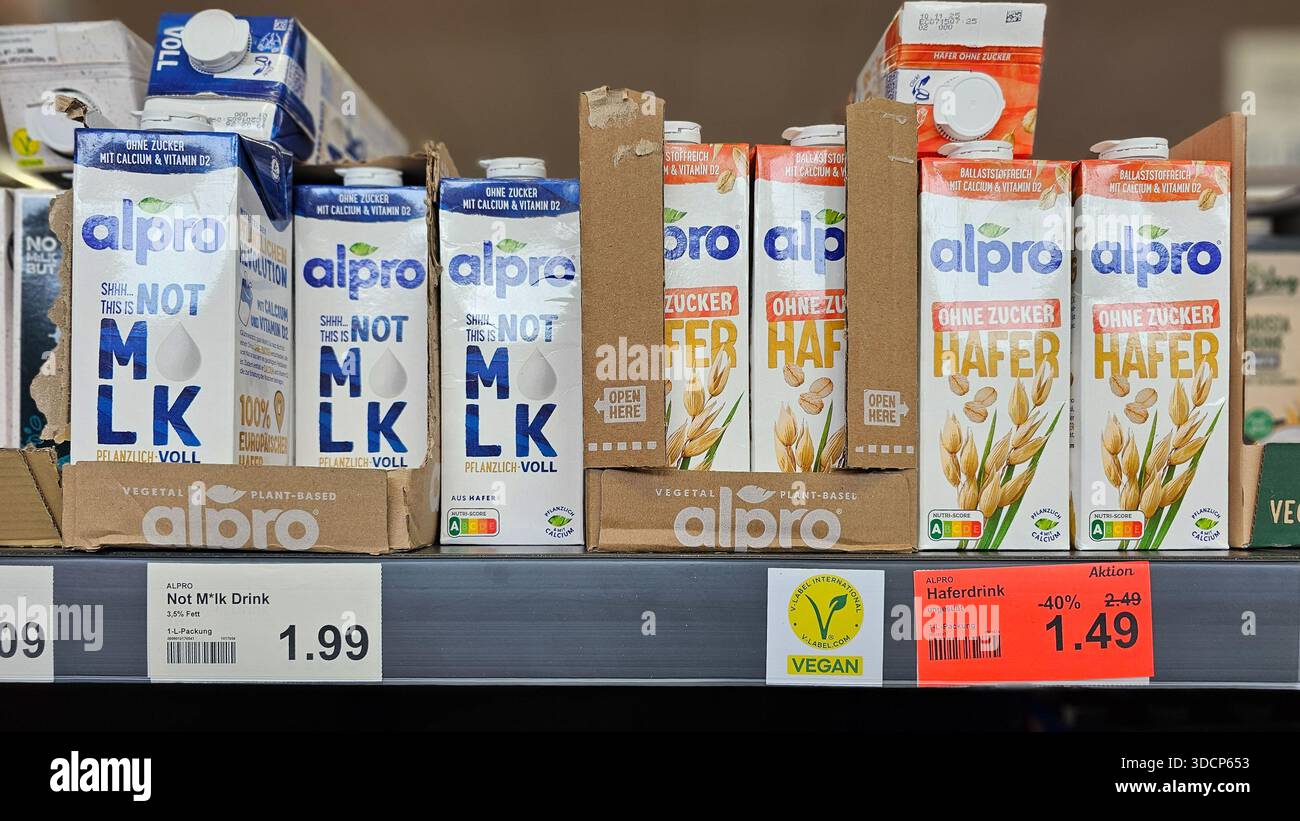 Menden, NRW, Germany - July 29, 2025 Vegan milk substitutes: Alpro Not ...