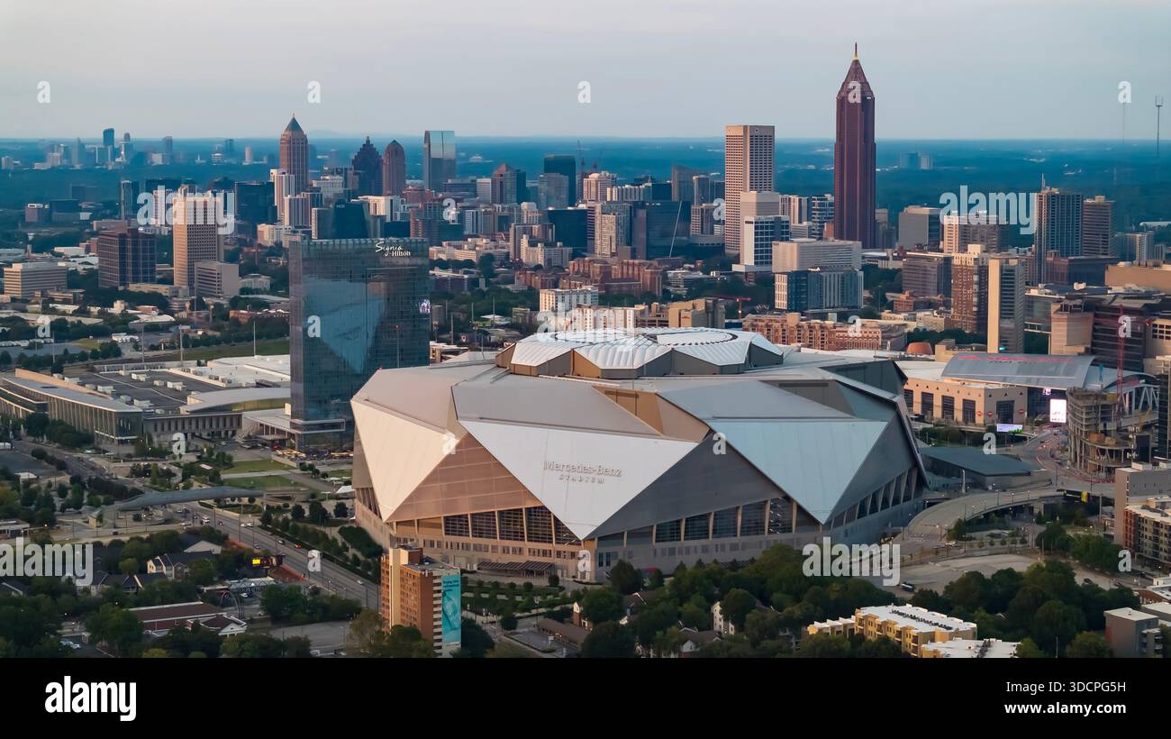 Aerial views of Atlanta showcase a vibrant cityscape with sleek ...