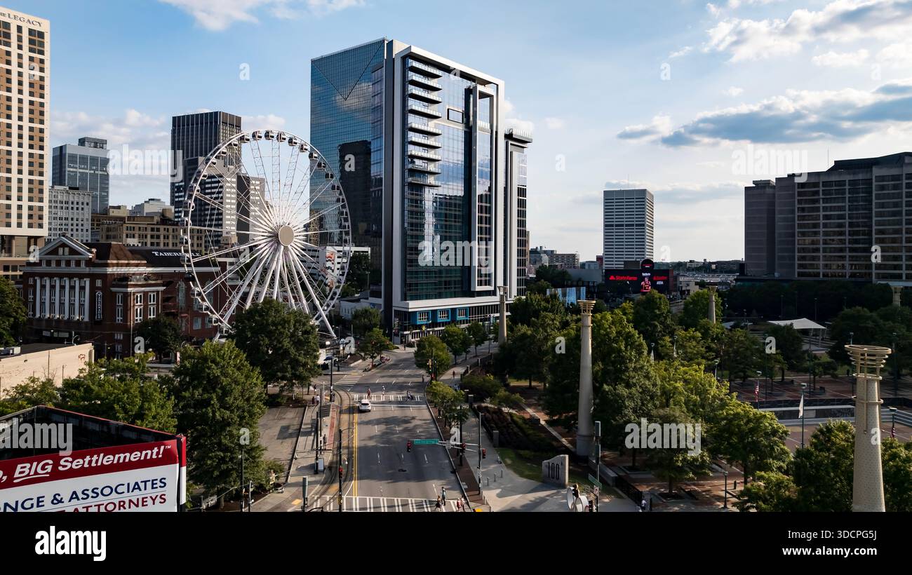 Aerial views of Atlanta showcase a vibrant cityscape with sleek ...