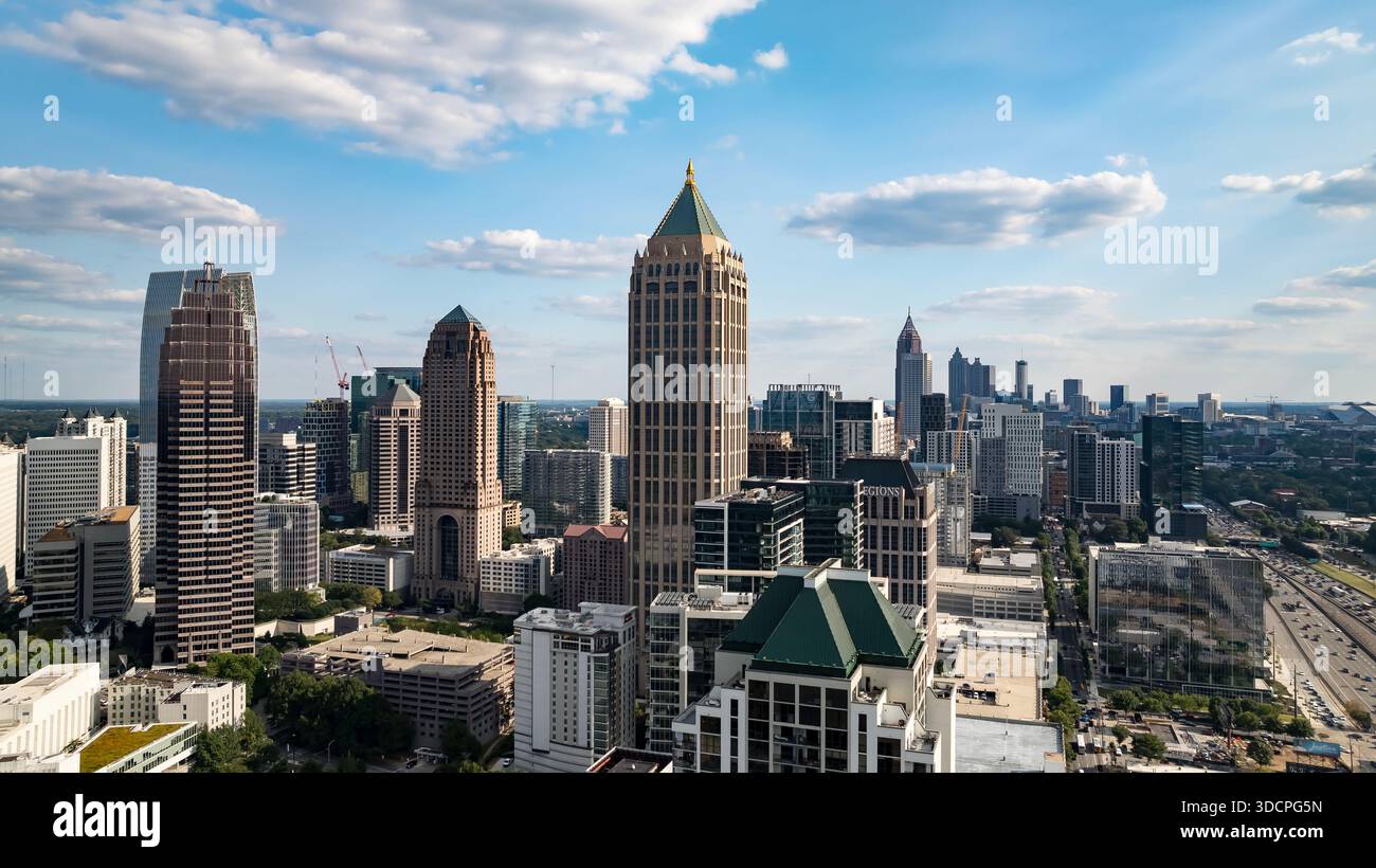 Aerial views of Atlanta showcase a vibrant cityscape with sleek ...