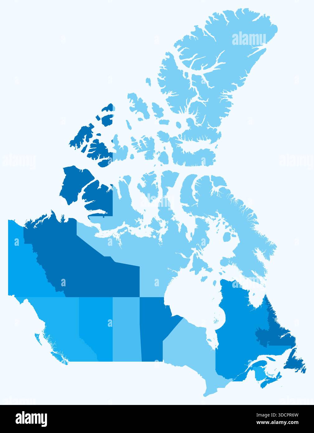 Canadian Division Color 3 Map of Canada with provinces. Just a simple country border map with ...
