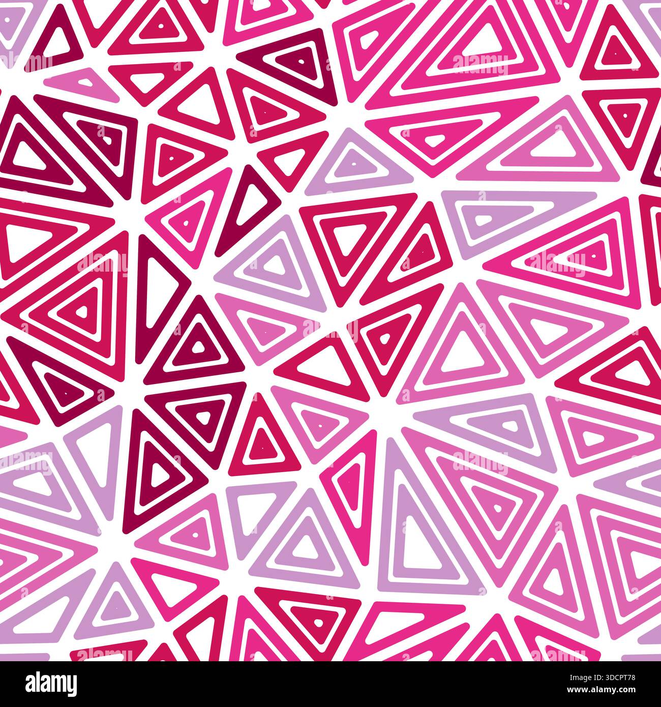 Abstract background with geometric mosaic shapes. Large triangle size. Multiple repeated inner triangles. Multiple colors style. Repeatable pattern. Stock Vector