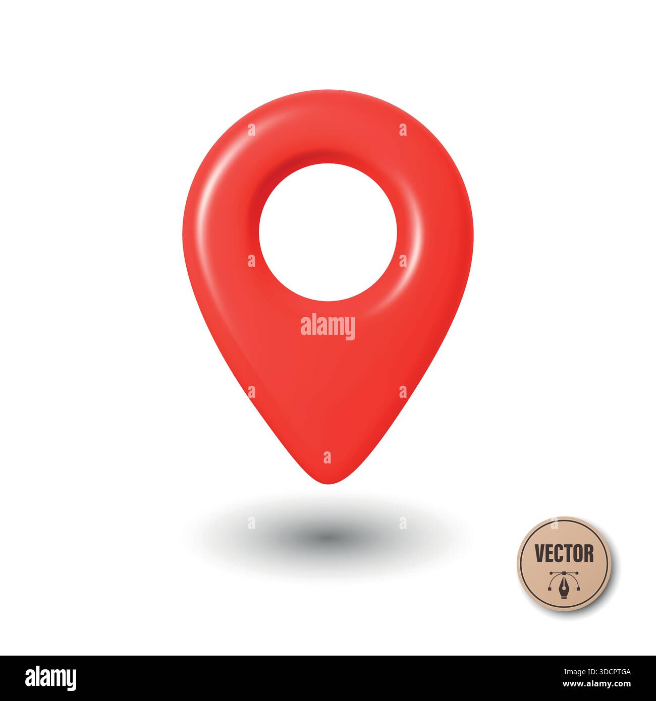 Vector 3d Realistic Red Map Pin Icon. Location Marker with Hole. Map ...