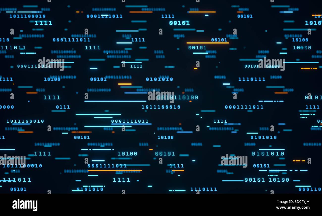 Abstract blockchain concept, data blocks, binary code, digital ...