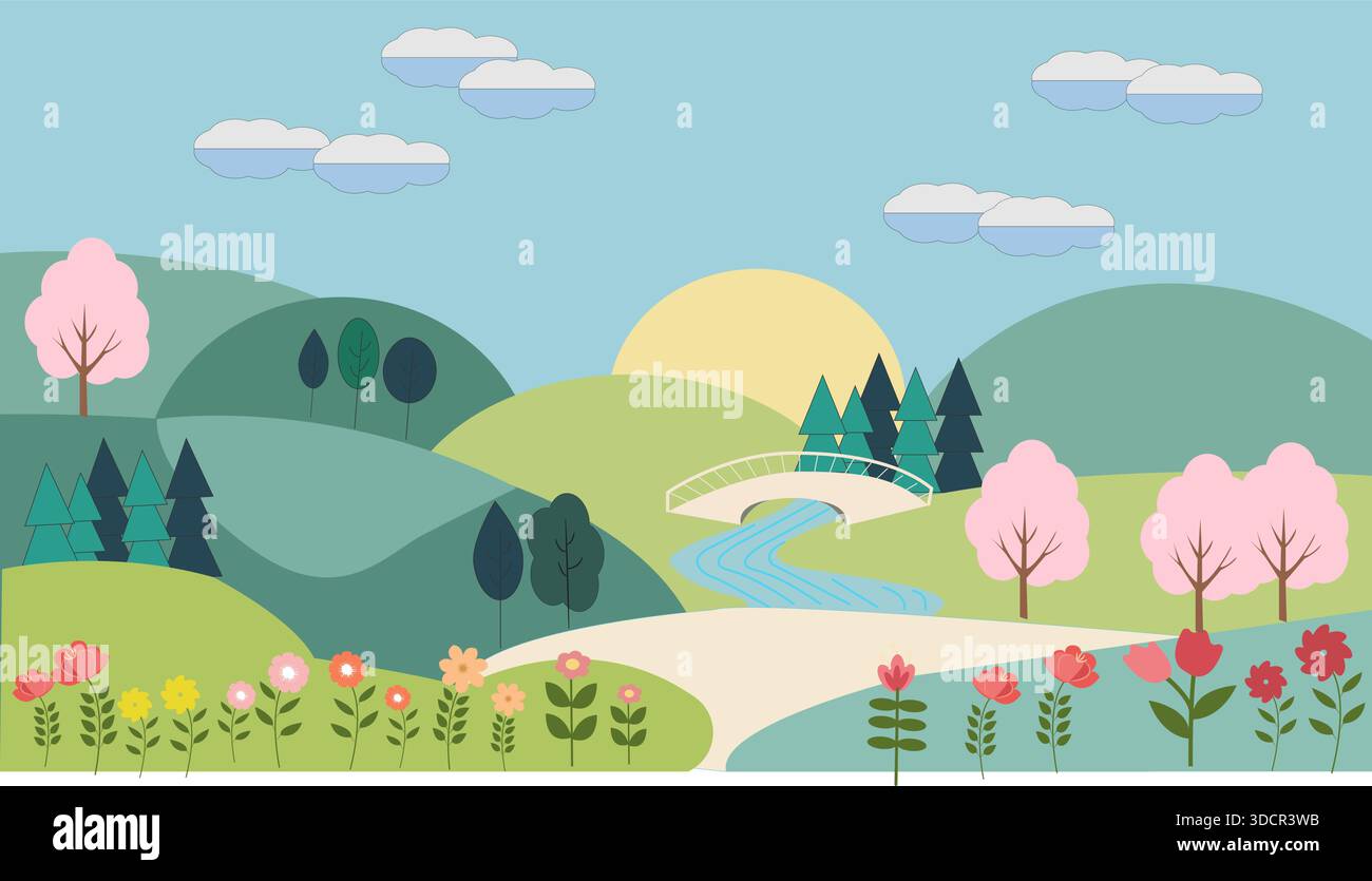 Blooming flowers in scenic Stock Vector Images - Alamy