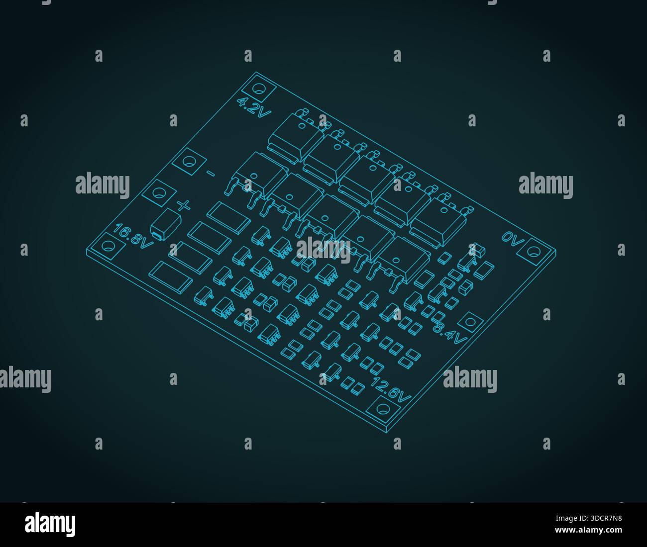 Lithium ion battery management and protection module isometric ...