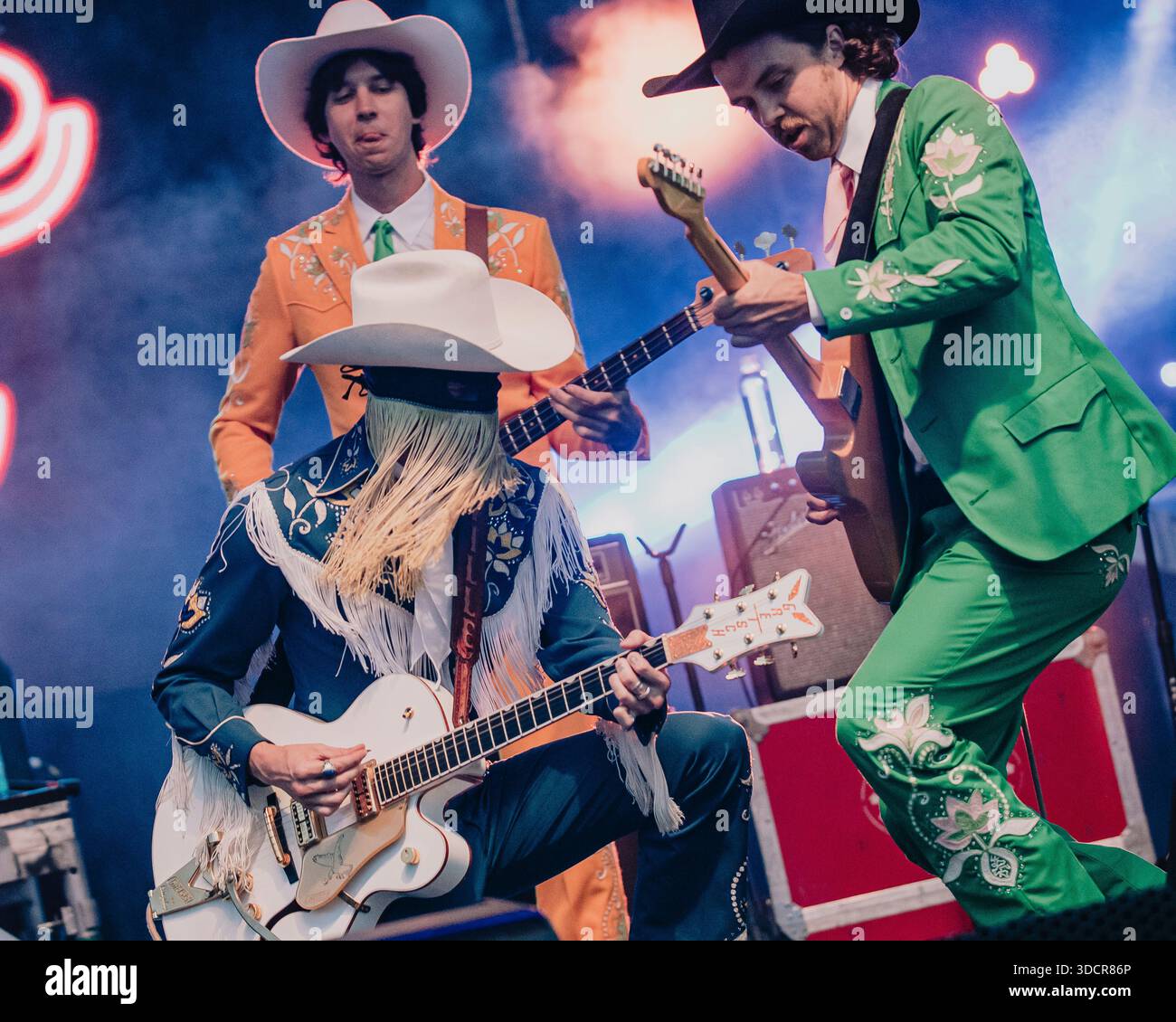 Orville Peck performs with his band at Nashville's Pride Festival in September of 2021. Stock Photo