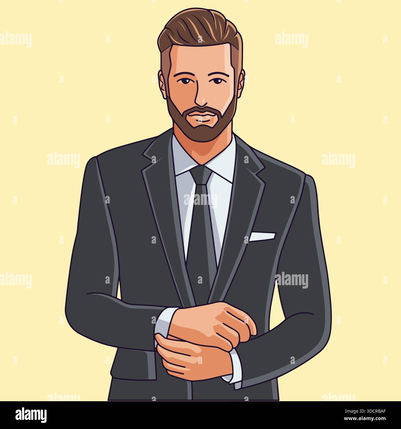 Happy young black bearded Stock Vector Images - Alamy