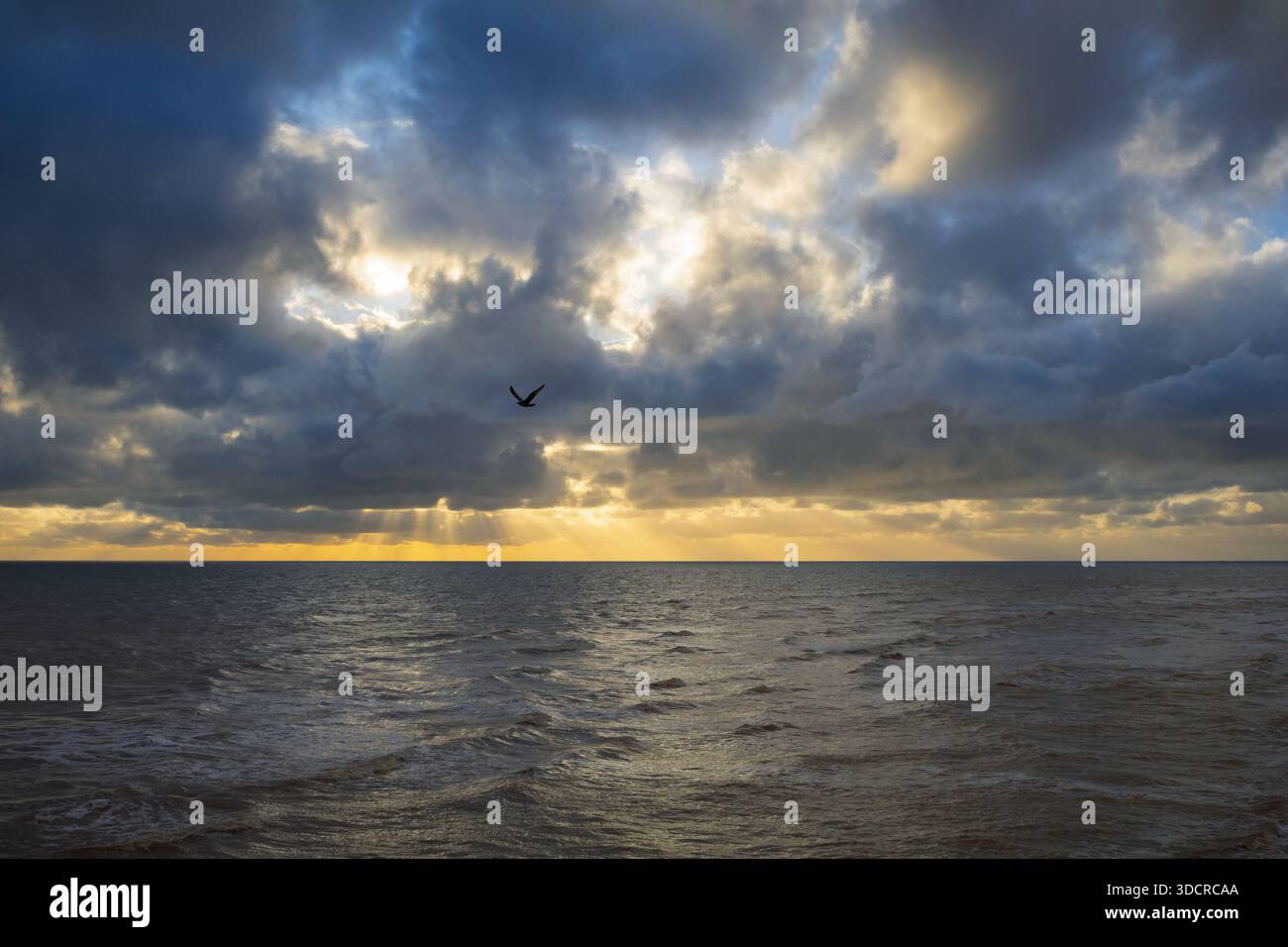 Ocean under cloudy sky Stock Photo