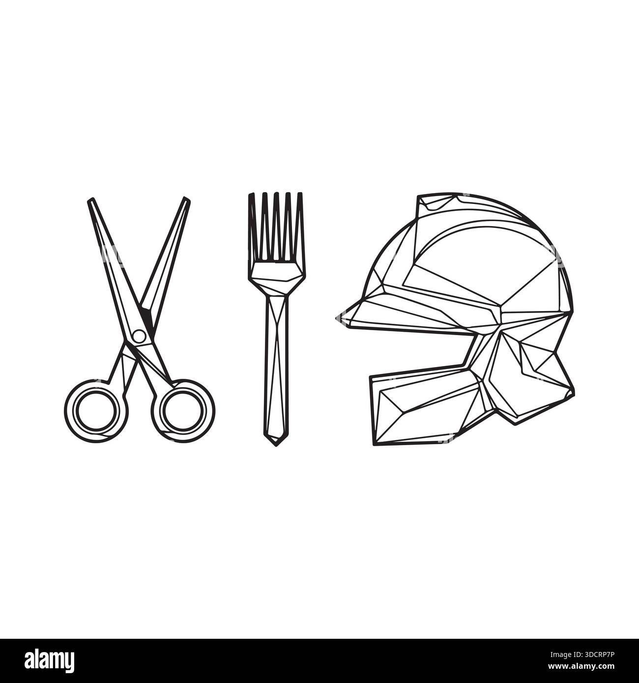 A collection of simple black silhouette icons depicting various tools ...