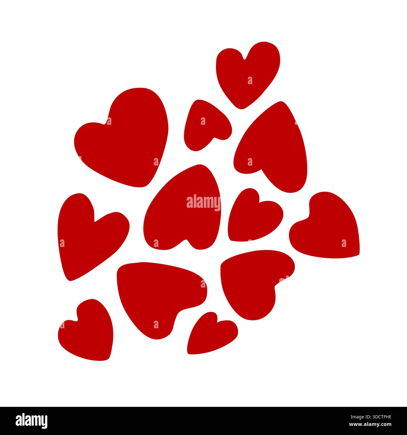 Cloud of red Valentine hearts on white background. Vector isolated ...