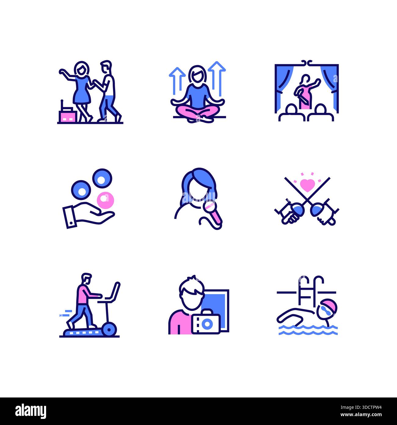 Hobbies and leisure - set of line design style icons Stock Vector Image ...
