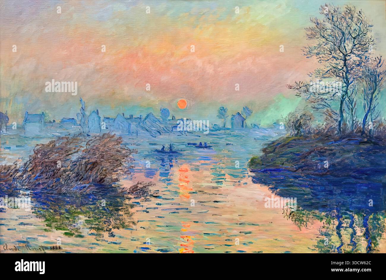Sunset on the seine at lavacourt hi-res stock photography and