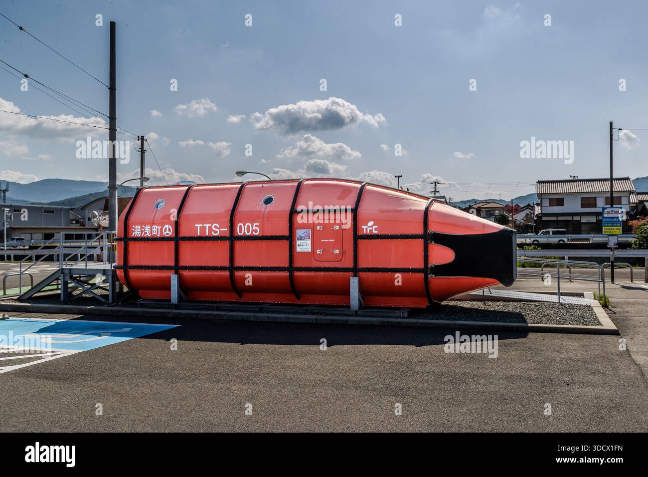 Rescue capsule TTS-005 for tsunami evacuation of 25 people is located ...