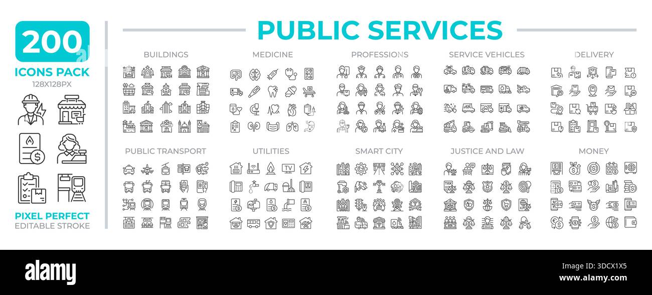 Transportation services line icons Stock Vector Images - Alamy