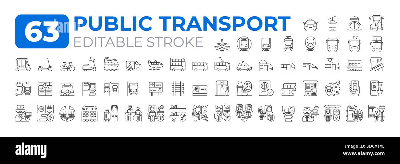 Public transport line icons big set Stock Vector Image & Art - Alamy