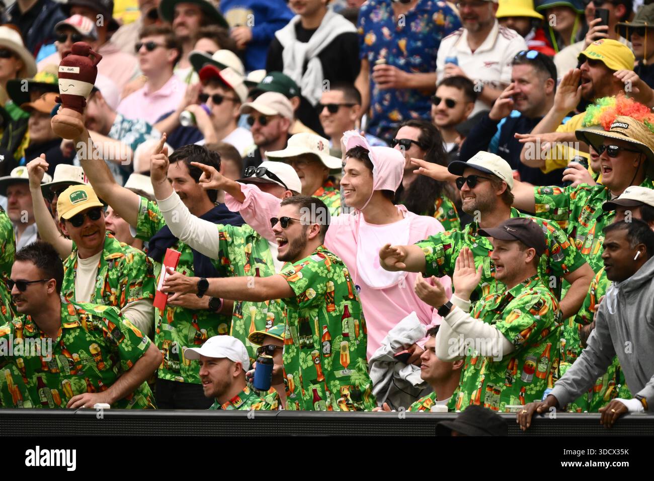 Members of the crowd celebrate a boundary during Day 1 of the Fourth ...