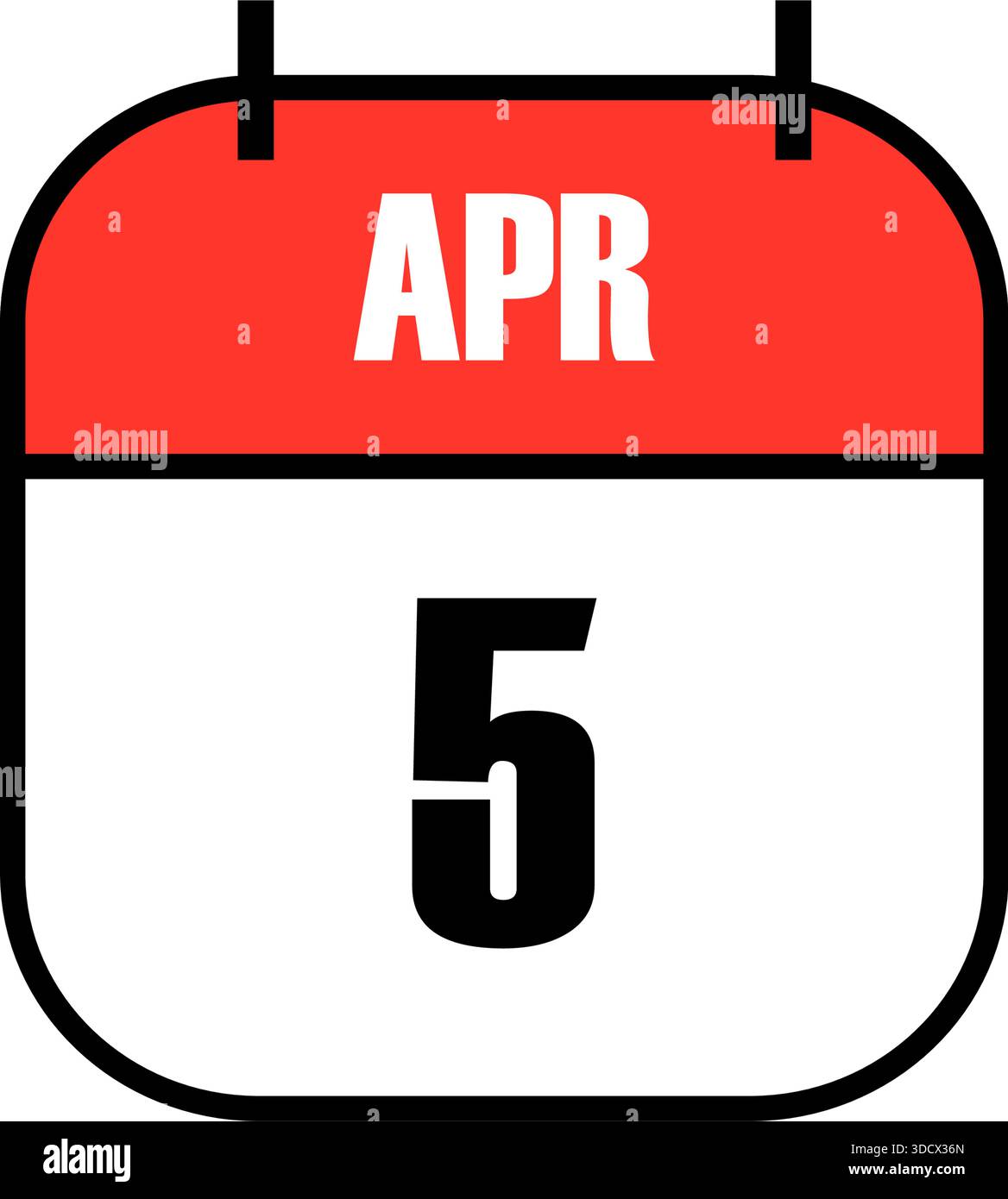 Red and white calendar icon showing April 5 date with