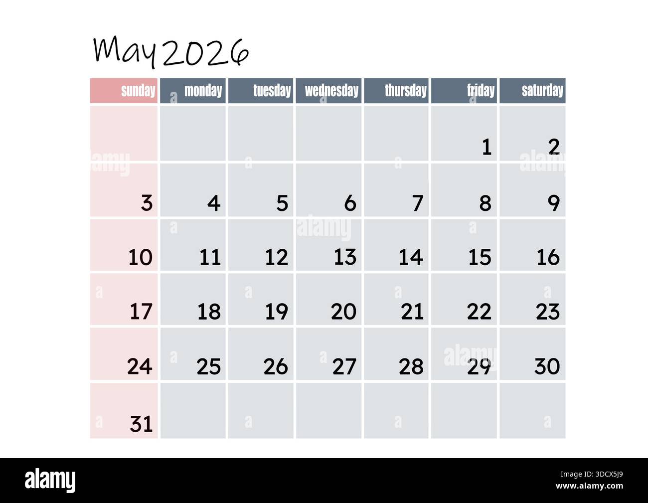 May 2026 calendar Cut Out Stock Images & Pictures - Alamy