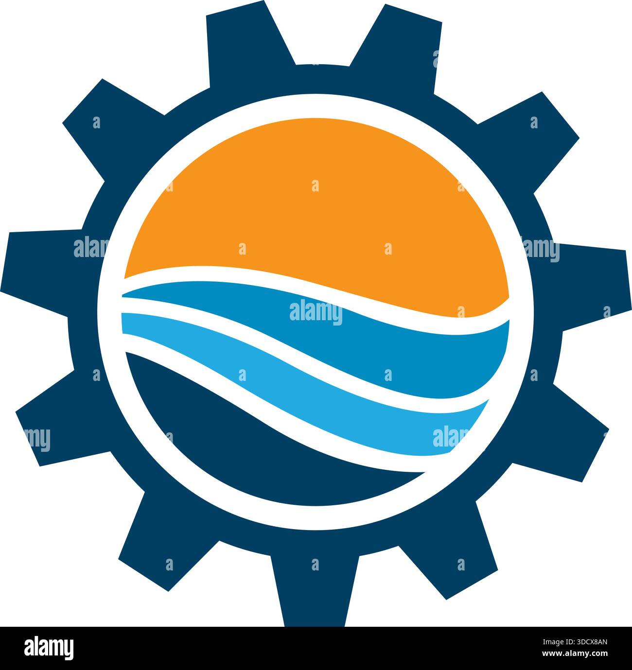 Gear Sun Wave Logo Design Energy Engineering Template Vector Stock Vector