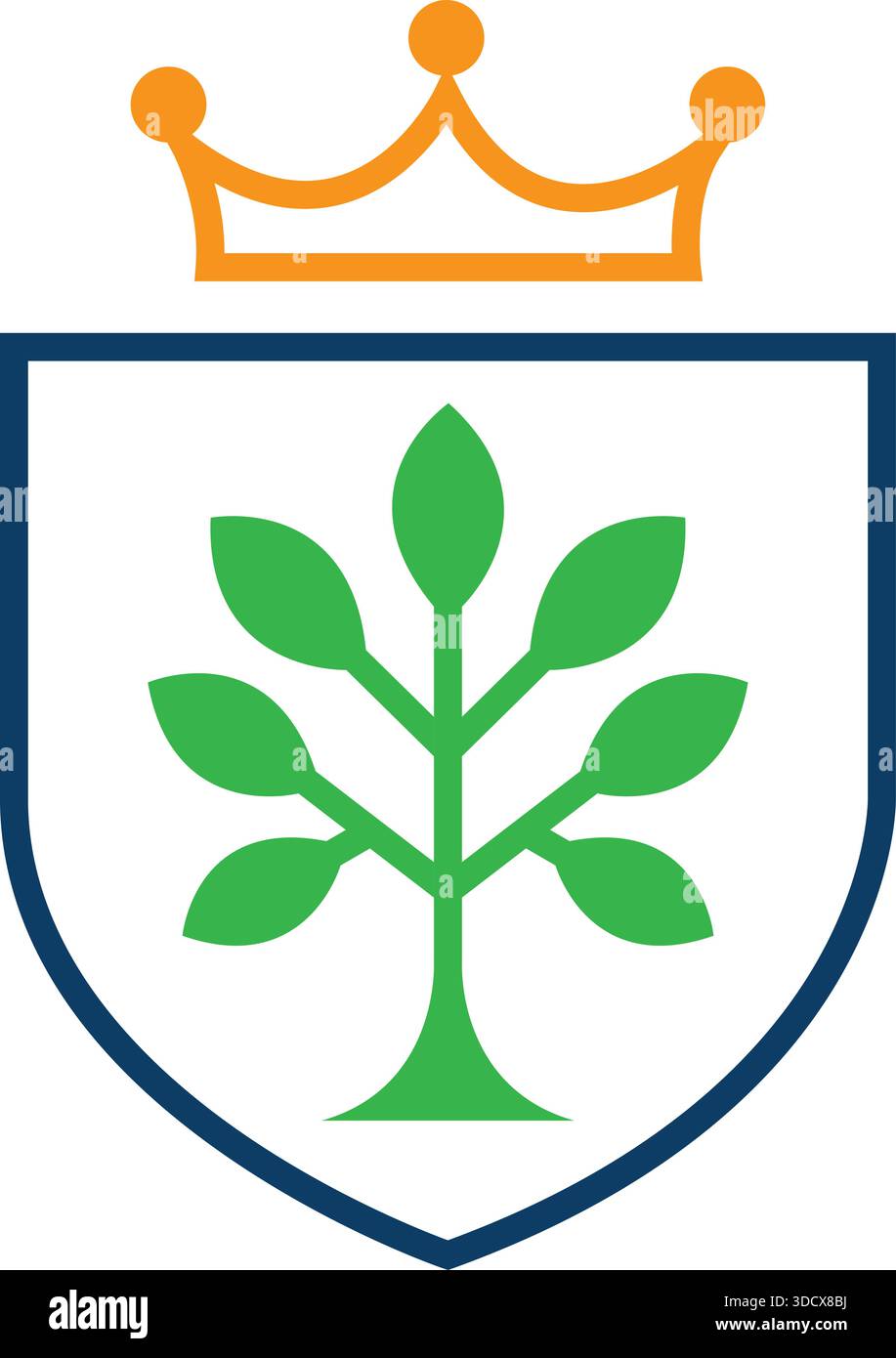 Shield Crown Leaf Logo Design Royal Nature Template Vector Stock Vector