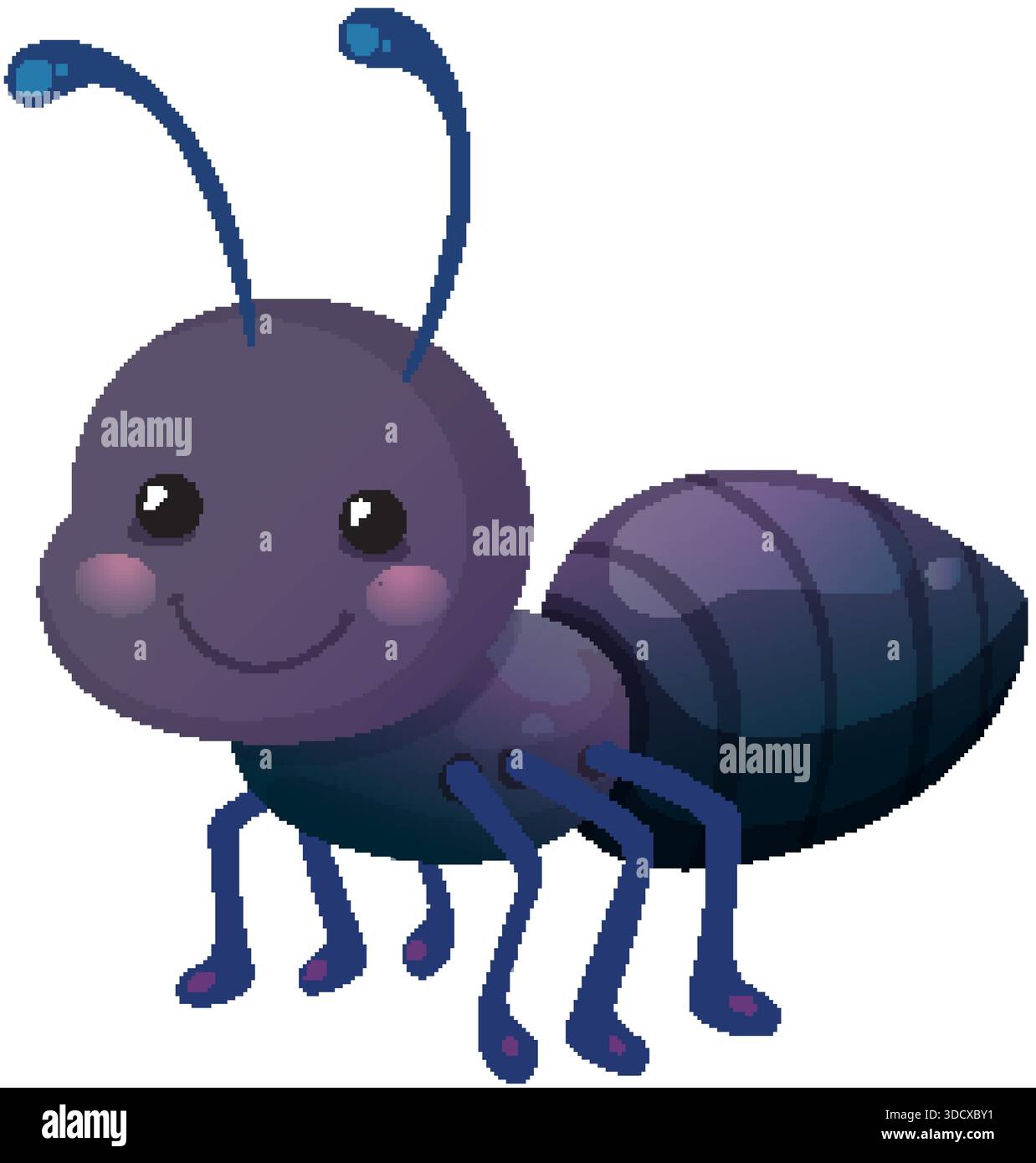 Cute vector ant illustration with rounded shapes, glossy highlights ...
