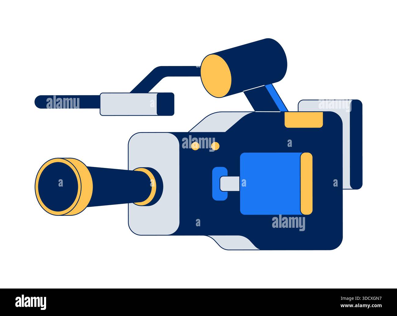 Professional video camera with microphone 2D cartoon object Stock Vector