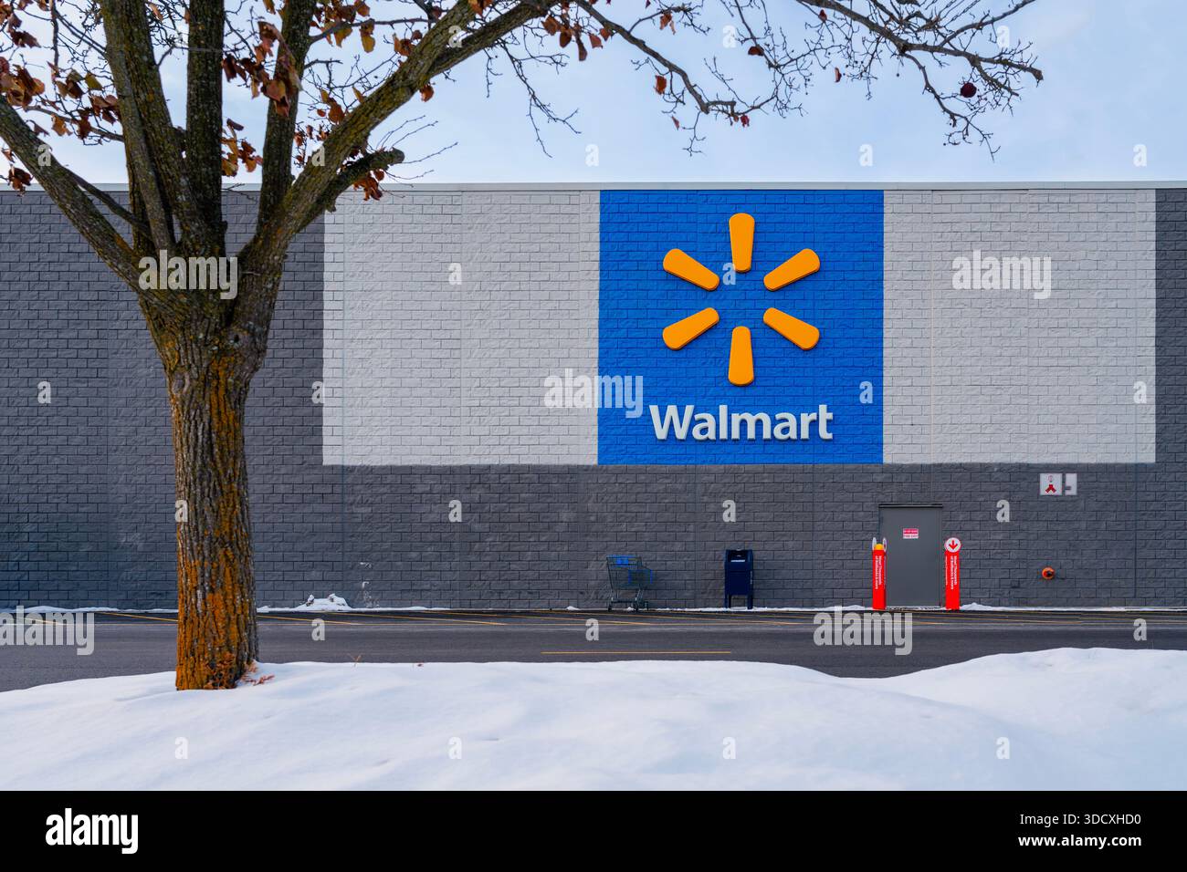New Hartford, NY - Dec 18, 2025: Walmart exterior during active
