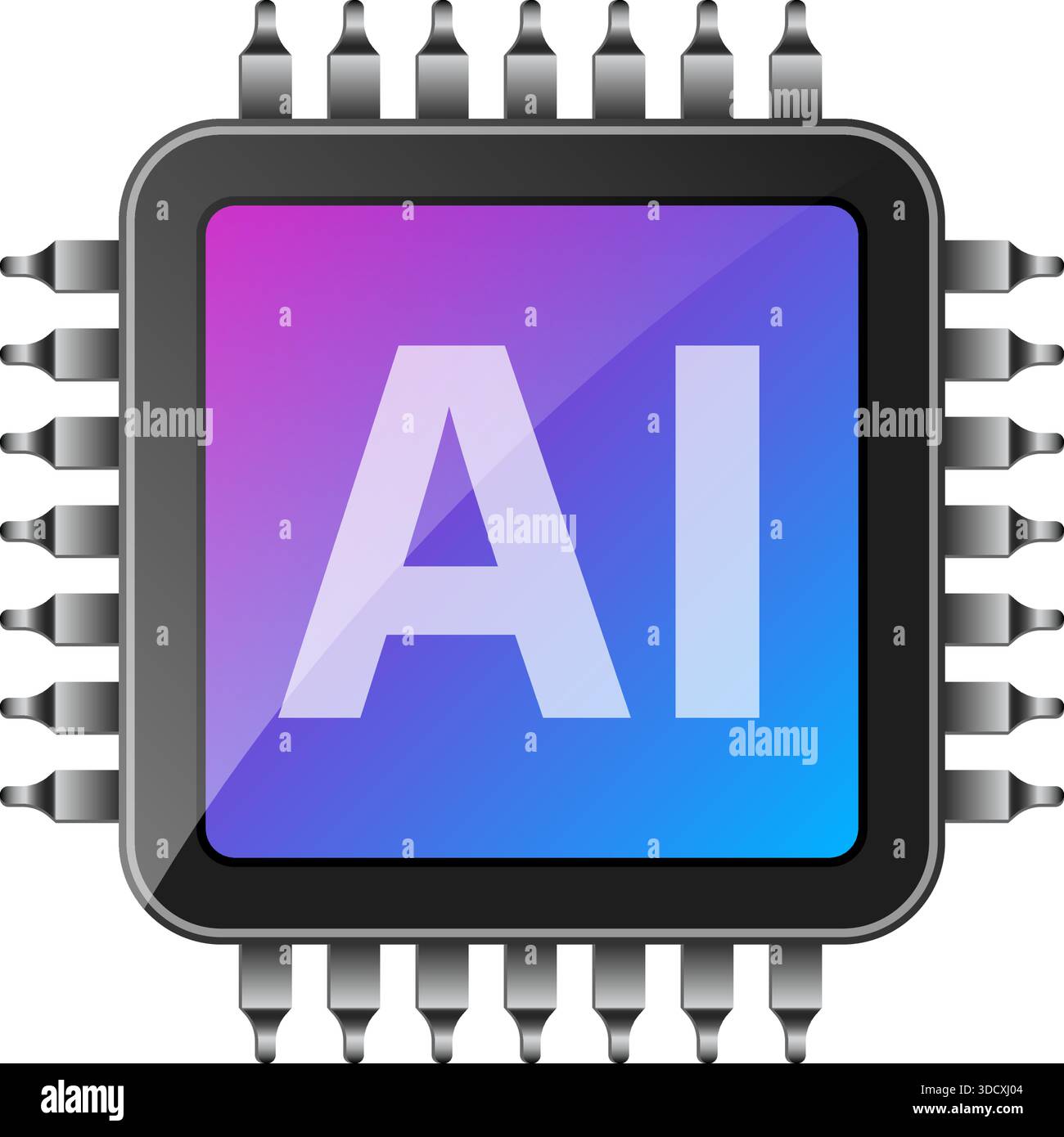 Artificial intelligence cpu icon in flat style. Microchip for AI ...