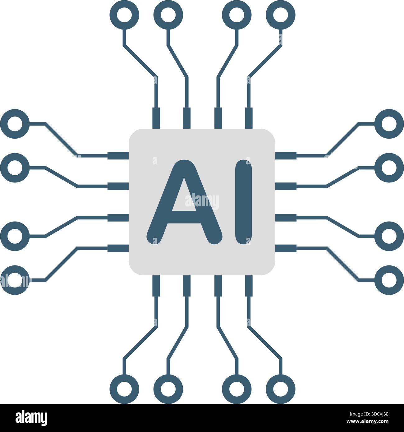Artificial intelligence cpu icon in flat style. Microchip for AI ...