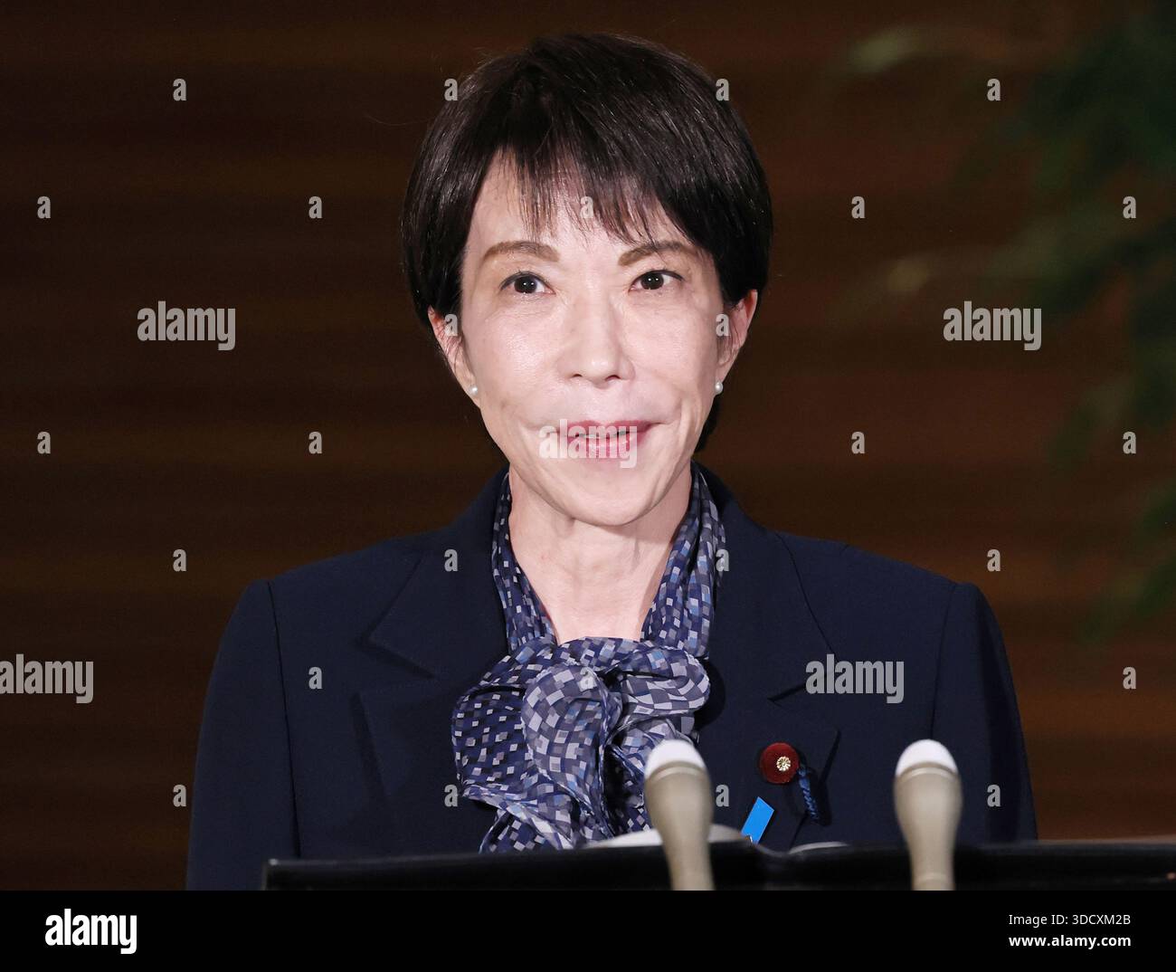 Japanese Rime Minister Japanese Prime Minister Sanae Takaichi answers questions from reporters ...